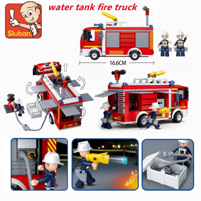 Sluban Building Block Toys City Fire Fighter 343PCS Bricks B0626 Fire Extinguishing Water Tanker Compatbile With 2 - LOZ Blocks Store