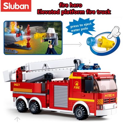 Sluban Building Block Toys City Fire Fighter 394PCS Bricks B0627 Elevating Platform Fire Truck Compatbile With 1 - LOZ Blocks Store