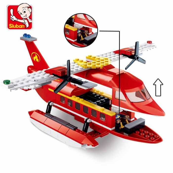 Sluban Building Block Toys Fire Control B0629 Fire Fighting Seaplane 348PCS Bricks Copter Compatbile With Leading 1 - LOZ Blocks Store