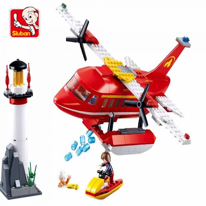 Sluban Building Block Toys Fire Control B0629 Fire Fighting Seaplane 348PCS Bricks Copter Compatbile With Leading 2 - LOZ Blocks Store