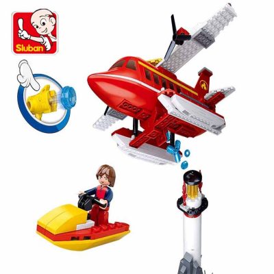 Sluban Building Block Toys Fire Control B0629 Fire Fighting Seaplane 348PCS Bricks Copter Compatbile With Leading 3 - LOZ Blocks Store