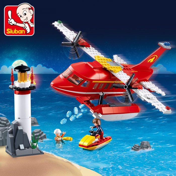 Sluban Building Block Toys Fire Control B0629 Fire Fighting Seaplane 348PCS Bricks Copter Compatbile With Leading - LOZ Blocks Store