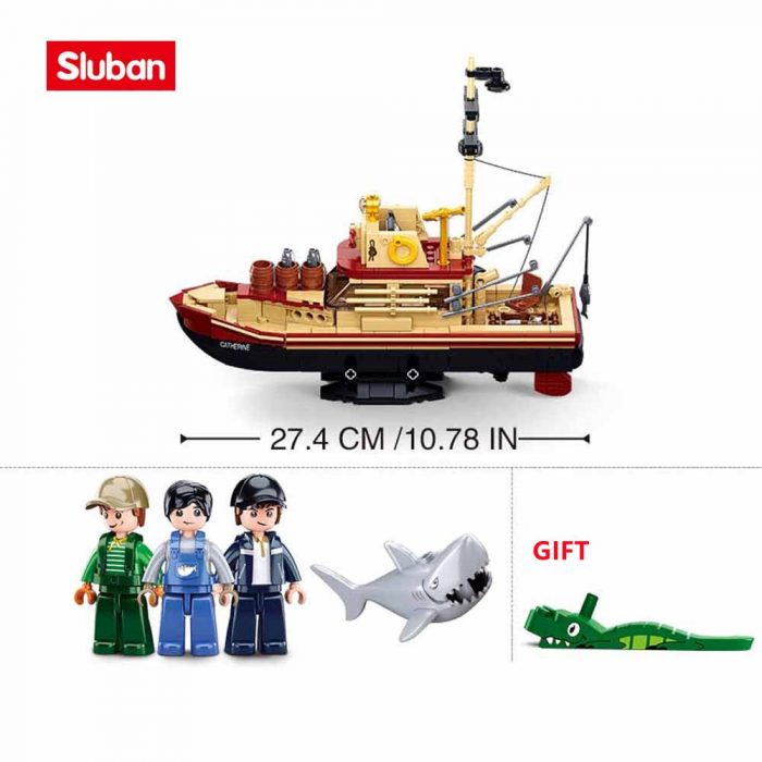 Sluban Building Block Toys Fishing Boat 592PCS Model Bricks B1118 The Great Shark Ship Compatbile With 1 - LOZ Blocks Store