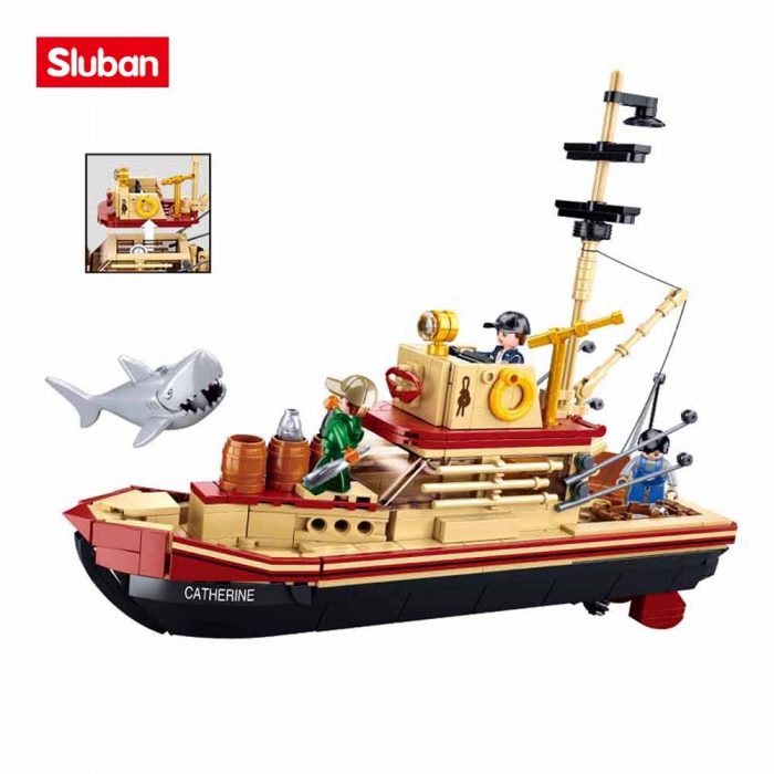 Sluban Building Block Toys Fishing Boat 592PCS Model Bricks B1118 The Great Shark Ship Compatbile With - LOZ Blocks Store