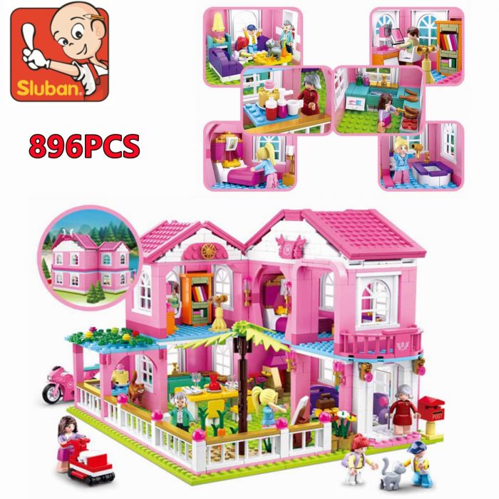 Sluban Building Block Toys Girls Dream Garden Villa 896PCS Bricks B0721 Friends Holiday Inn Compatbile With 3 - LOZ Blocks Store