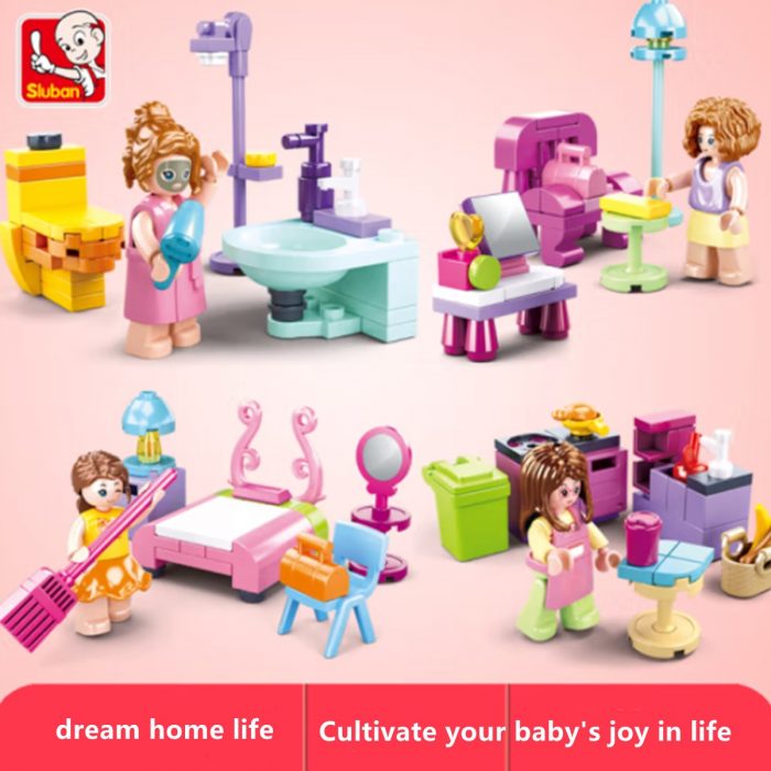 Sluban Building Block Toys Girls Dream Mini House Set B0800 Friends Living Room Bedroom Kitchen Restroom - LOZ Blocks Store