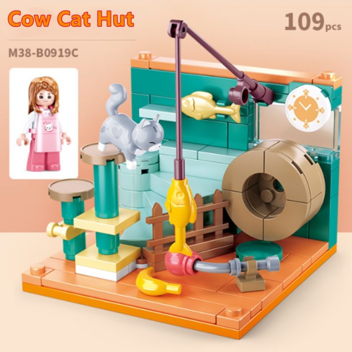 Sluban Building Block Toys Mini Handcrafts 4 IN 1 B0919 Pets House Set Garfield Family Cat 1 - LOZ Blocks Store