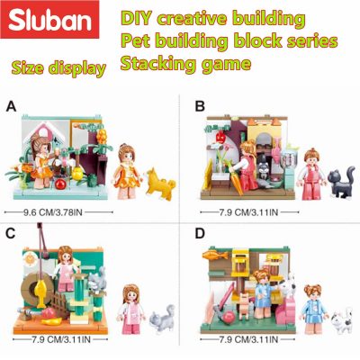 Sluban Building Block Toys Mini Handcrafts 4 IN 1 B0919 Pets House Set Garfield Family Cat 2 - LOZ Blocks Store