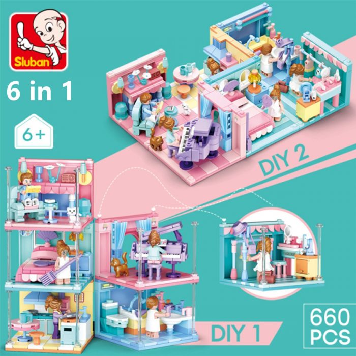 Sluban Building Block Toys Mini Handcrafts 6 IN 1 B0757 Girls Play House Compatbile With Leading - LOZ Blocks Store