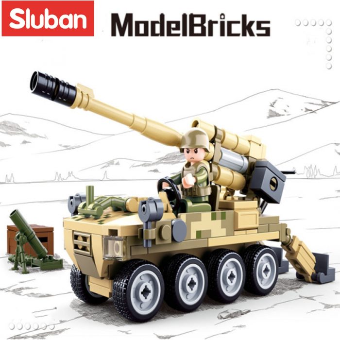 Sluban Building Block Toys Morden Military 120 Wheeled Self propelled Artillery 159PCS Bricks B0751 Army Truck 1 - LOZ Blocks Store