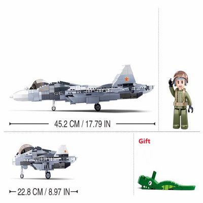 Sluban Building Block Toys Morden Military B0986 SU 57 Fighter 893PCS Bricks Airplane Fighter Jet Compatbile 2 - LOZ Blocks Store