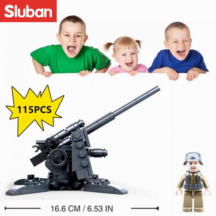 Sluban Building Block Toys WW2 Army 88mm Flak Anti Tank Gun 115PCS Bricks B0852 Military Construction 1 - LOZ Blocks Store