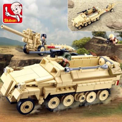 Sluban Building Block Toys WW2 Army SDKFZ251 Half Track Cannon 460PCS Bricks B0695 Military Construction Fit - LOZ Blocks Store