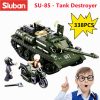 Sluban Building Block Toys WW2 Army SU85 Tank Destroyer 338PCS Bricks B0687 Military Construction Compatbile With - LOZ Blocks Store