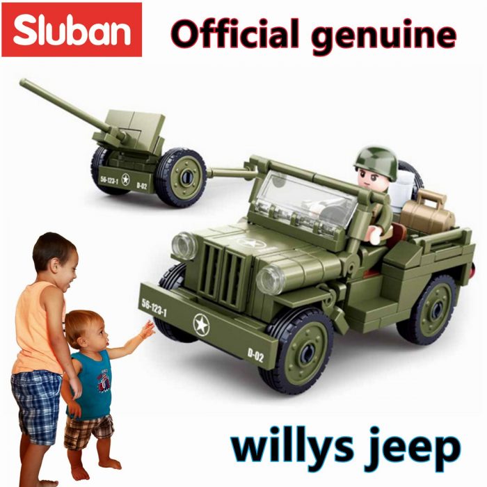 Sluban Building Block Toys WW2 Army Willys Jeep 143PCS Bricks B0853 Military Construction Compatbile With Leading - LOZ Blocks Store