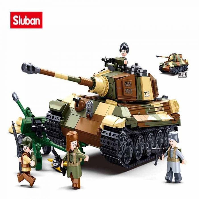 Sluban Building Block Toys World War 2 B0980 The King Tiger Heavy Tank 930PCS Bricks Compatbile - LOZ Blocks Store