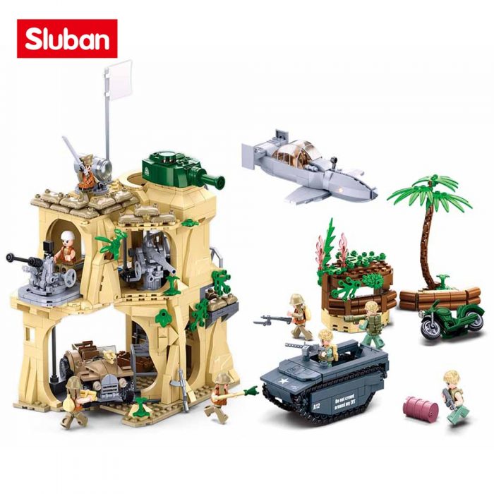 Sluban Building Block Toys World War 2 B1111 Battle Of IWO JIMA 1124PCS Bricks Fort Rockery 1 - LOZ Blocks Store