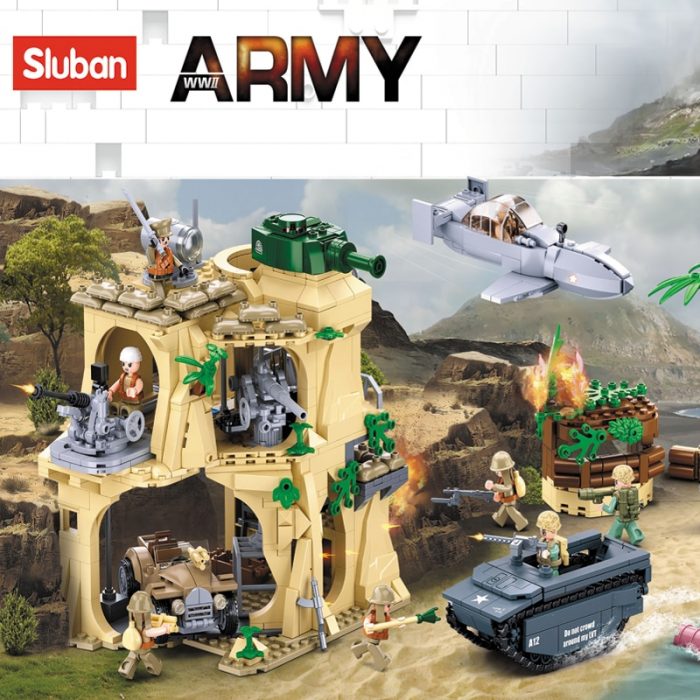 Sluban Building Block Toys World War 2 B1111 Battle Of IWO JIMA 1124PCS Bricks Fort Rockery - LOZ Blocks Store