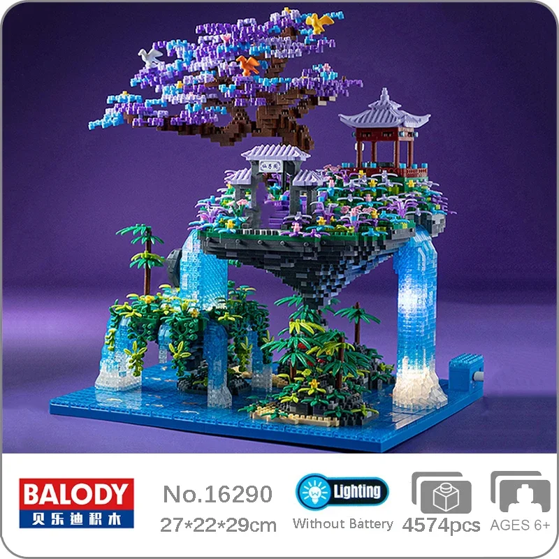 Balody 16290 World Architecture Pavilion Cloud Tree Island Waterfall Pool Light Mini Diamond Blocks Bricks Building - LOZ Blocks Store