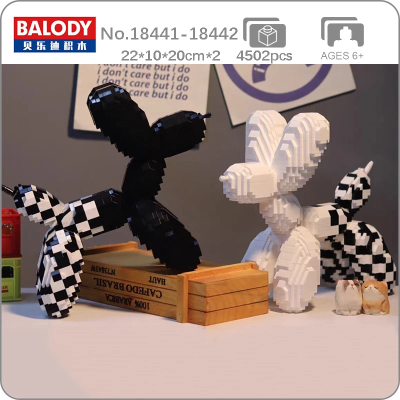 Balody Animal World White Black Balloon Dog Puppy Mosaic Pet Doll 3D Mini Diamond Blocks Bricks - LOZ Blocks Store