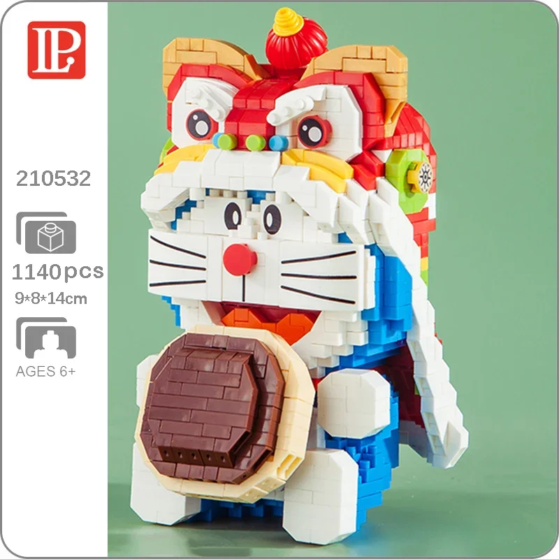 LP 210532 Anime Doraemon Cat Robot Lion Dance Dorayaki Food Pet Animal Doll Model Mini Diamond - LOZ Blocks Store