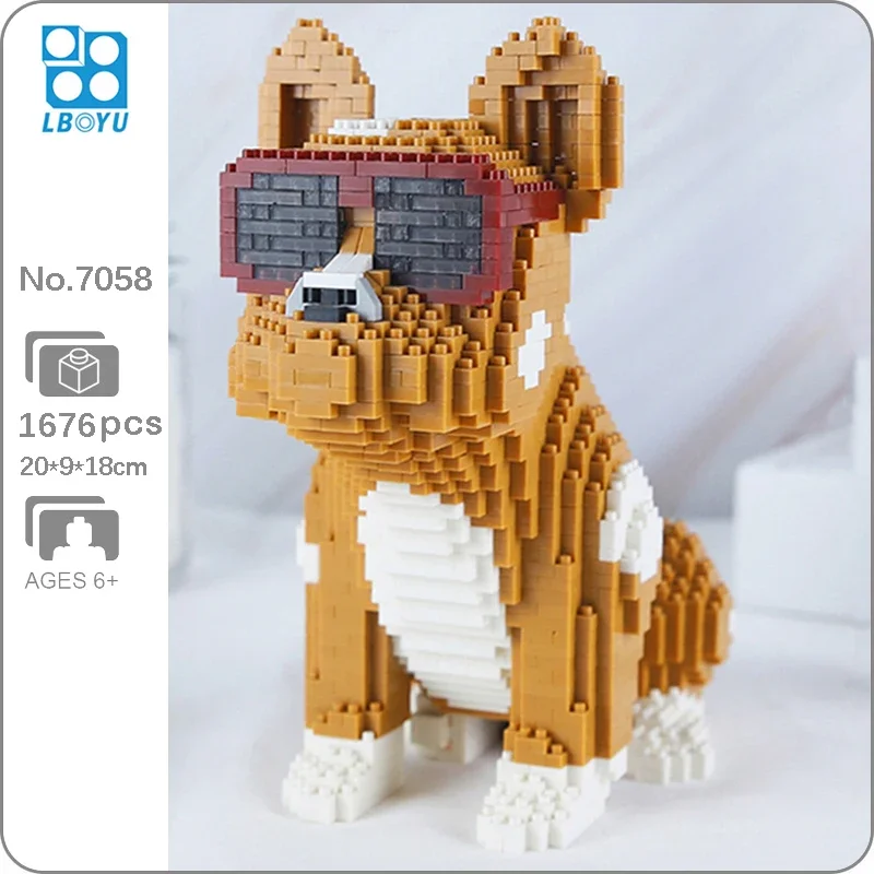 Lboyu 7058 Animal World Spotted Sunglasses Bulldog Dog Sit Pet Doll Mini Diamond Blocks Bricks Building - LOZ Blocks Store