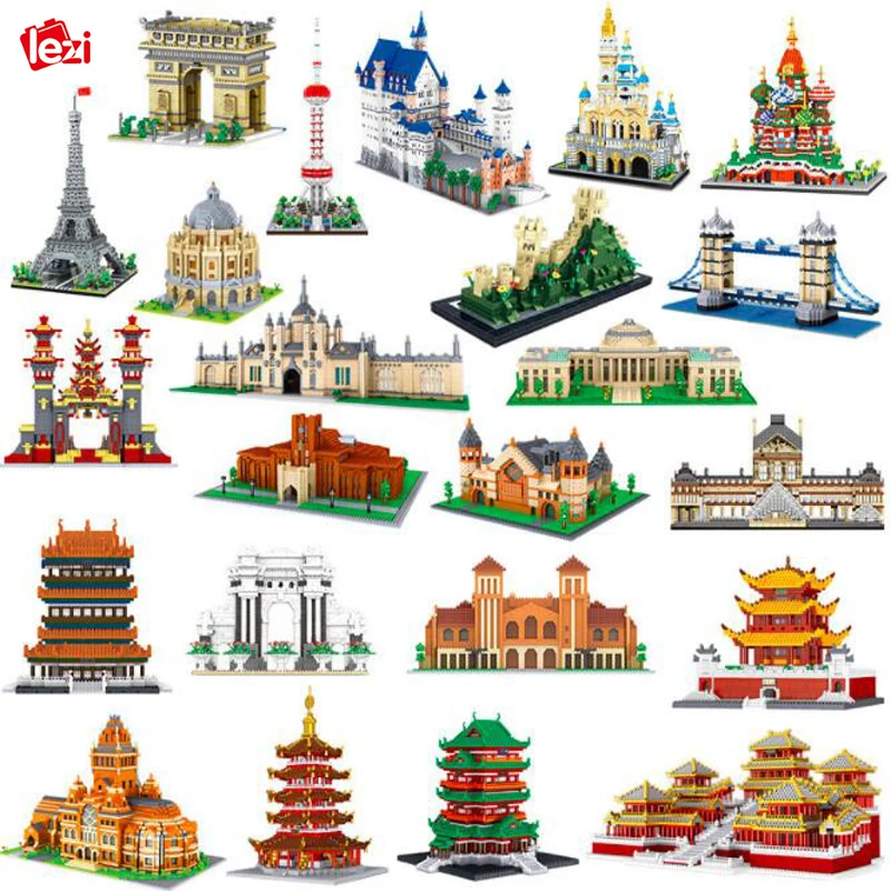 World Architecture Eiffel Tower Bridge Great Wall Louvre Museum Castle Palace DIY Mini Diamond Blocks Bricks - LOZ Blocks Store